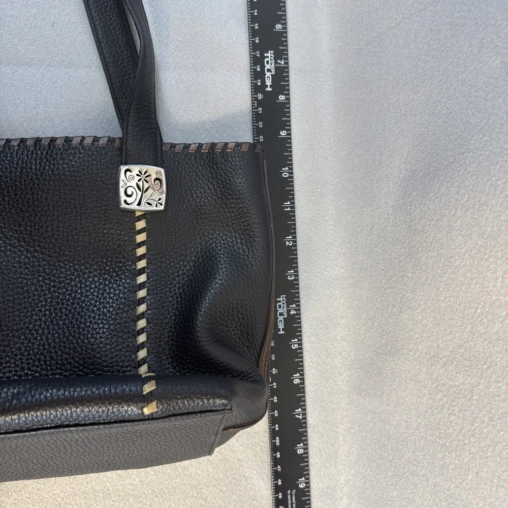 Vintage Brighton Purse, Leather, Black, Silver Accents, Tippi Laced Tote